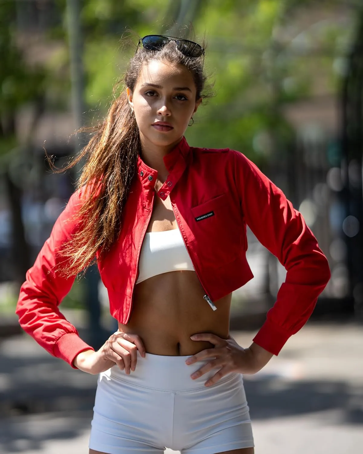Members Only Mini Cropped Jacket Women Trendy Racer Jacket