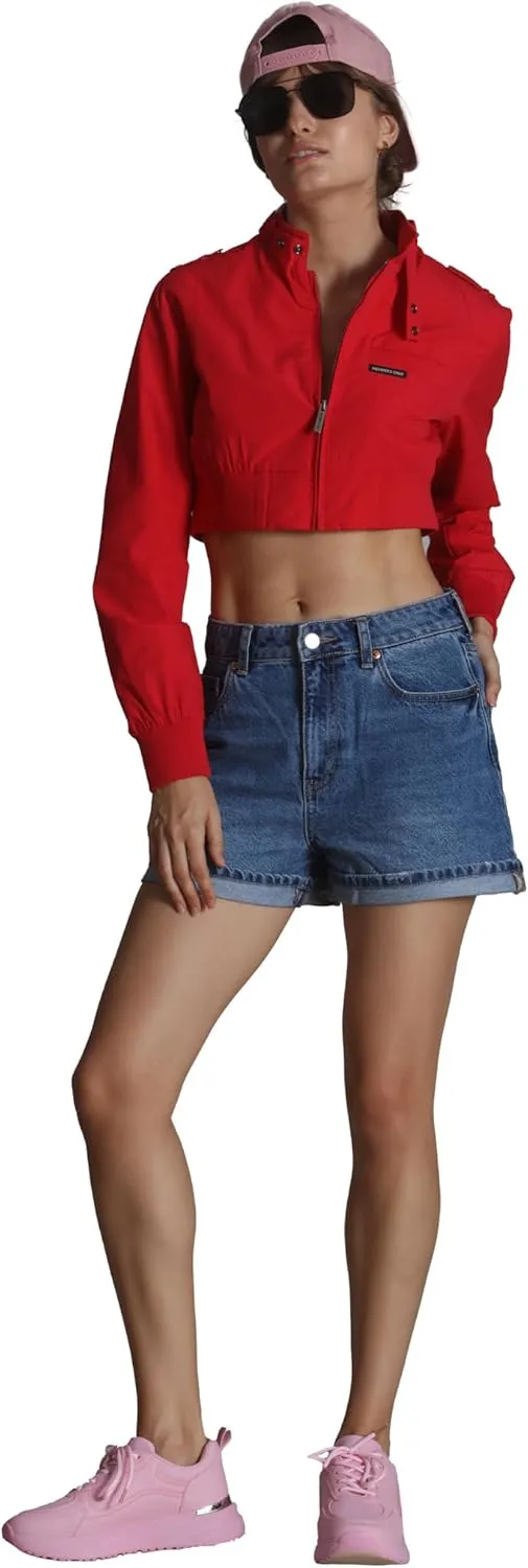 Members Only Mini Cropped Jacket Women Trendy Racer Jacket