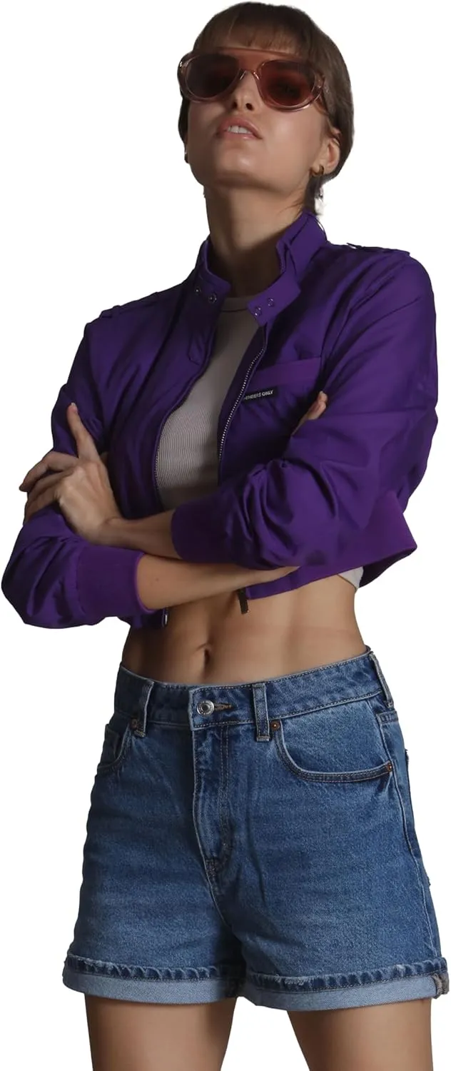 Members Only Mini Cropped Jacket Women Trendy Racer Jacket