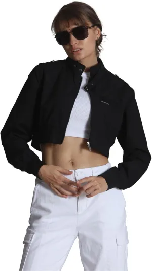 Members Only Mini Cropped Jacket Women Trendy Racer Jacket
