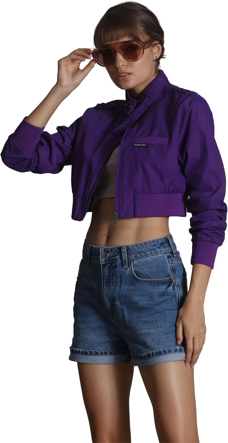 Members Only Mini Cropped Jacket Women Trendy Racer Jacket