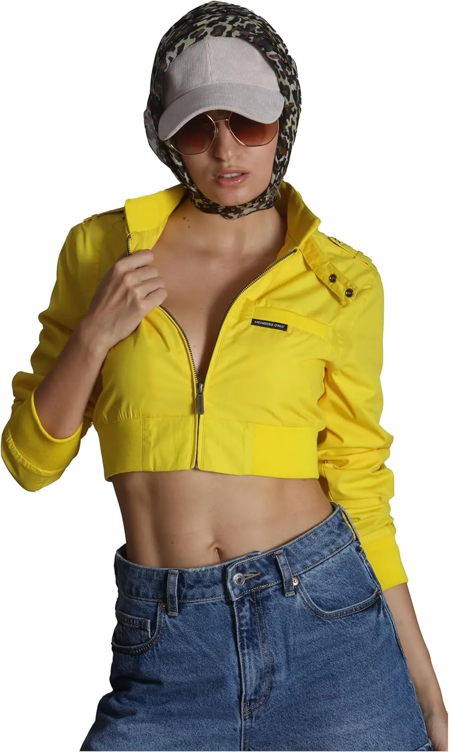 Members Only Mini Cropped Jacket Women Trendy Racer Jacket