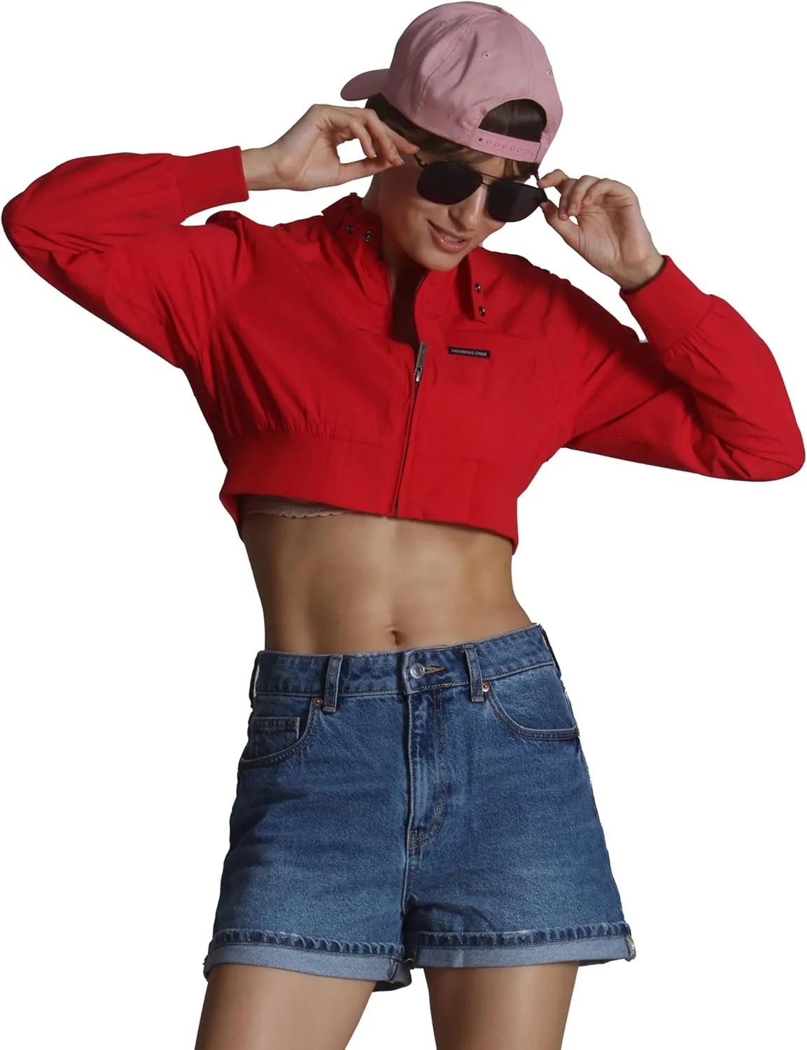 Members Only Mini Cropped Jacket Women Trendy Racer Jacket