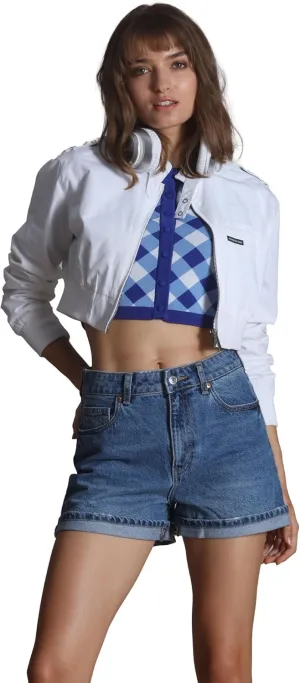 Members Only Mini Cropped Jacket Women Trendy Racer Jacket
