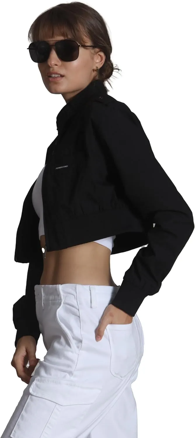 Members Only Mini Cropped Jacket Women Trendy Racer Jacket