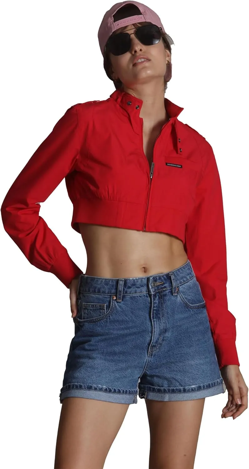 Members Only Mini Cropped Jacket Women Trendy Racer Jacket
