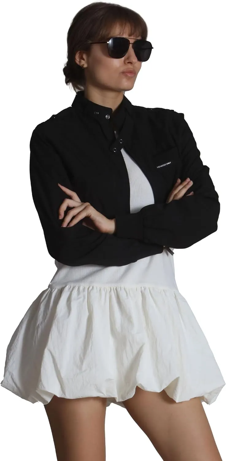 Members Only Mini Cropped Jacket Women Trendy Racer Jacket