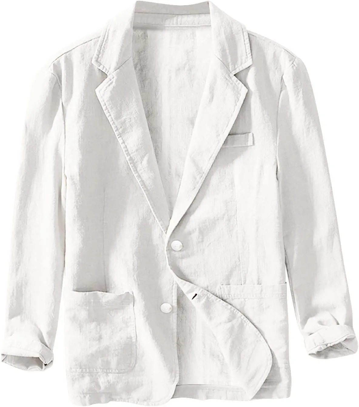 Men's Cotton Linen Blazer Slim Fit Lightweight Blazer Jacket Fall Winter Casual Outdoor Sports Suit Coats with Pockets