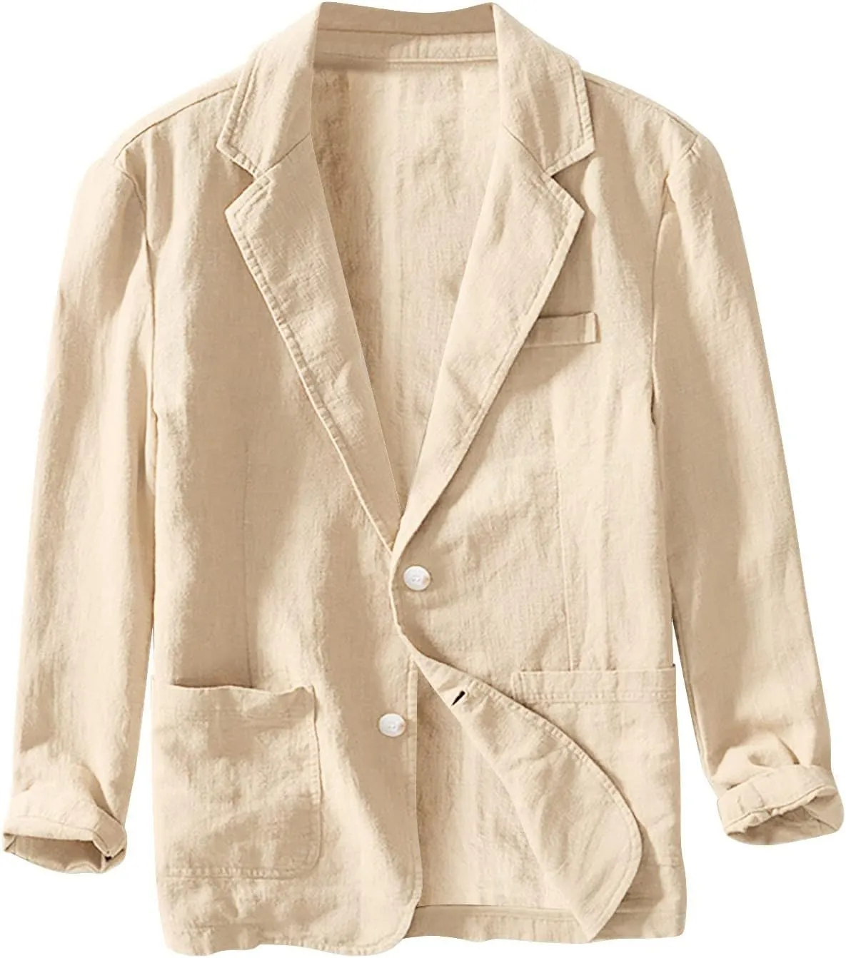 Men's Cotton Linen Blazer Slim Fit Lightweight Blazer Jacket Fall Winter Casual Outdoor Sports Suit Coats with Pockets