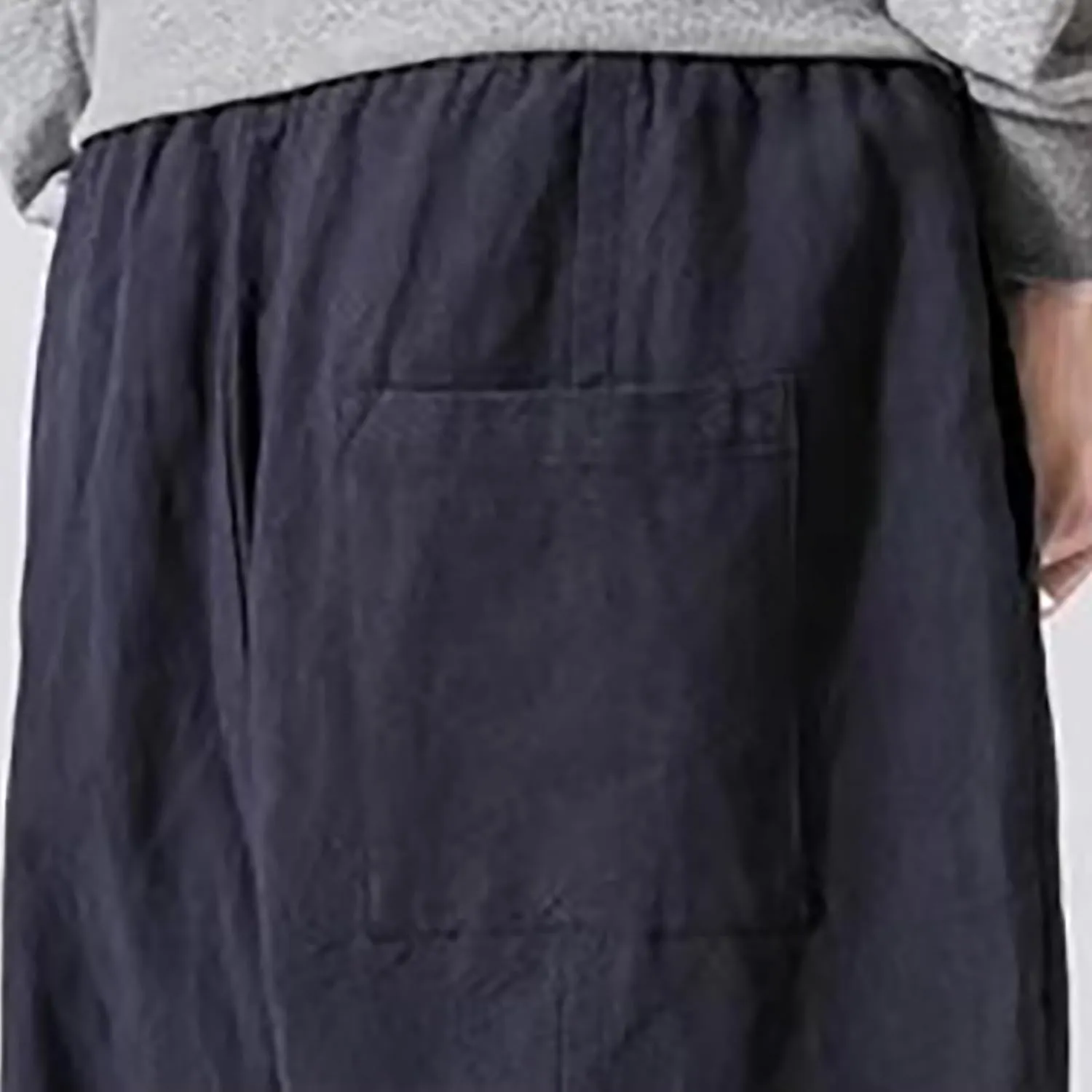 Mens Cotton Linen Harem Pants Drop Crotch Wide Leg Pants Drawstring Waist Baggy Sweatpants Casual Hippie Trousers