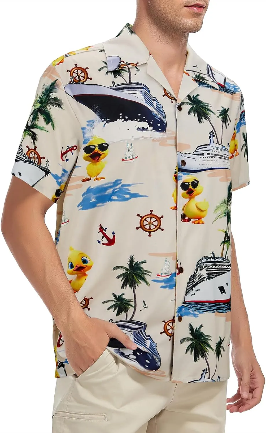 Mens Hawaiian Shirt Floral Print Aloha Shirt Comfortable Novelty Button Down Shirts Casual Short Sleeve Beachwear for Men