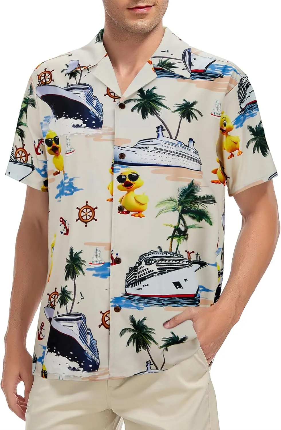 Mens Hawaiian Shirt Floral Print Aloha Shirt Comfortable Novelty Button Down Shirts Casual Short Sleeve Beachwear for Men