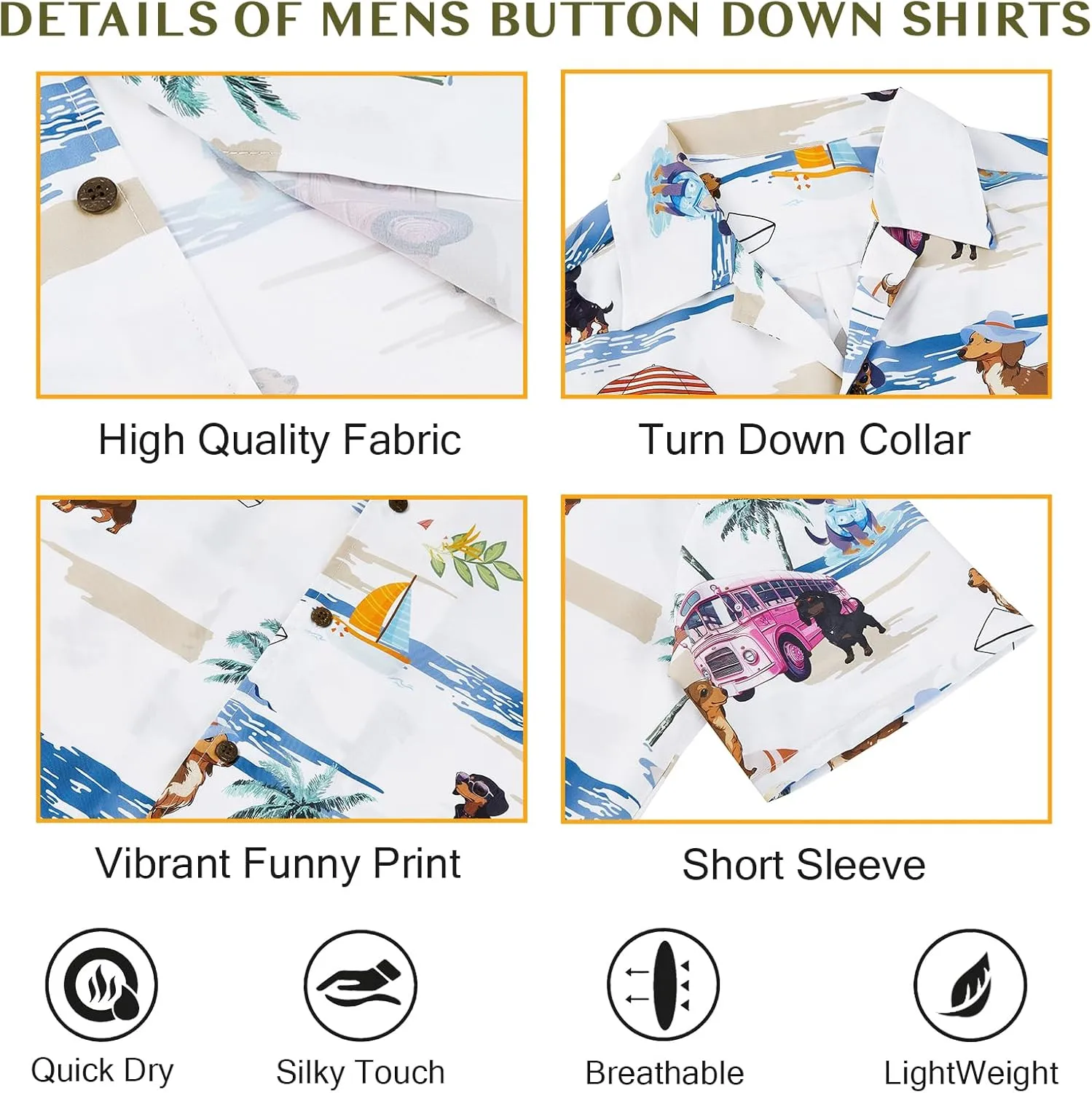 Mens Hawaiian Shirt Floral Print Aloha Shirt Comfortable Novelty Button Down Shirts Casual Short Sleeve Beachwear for Men