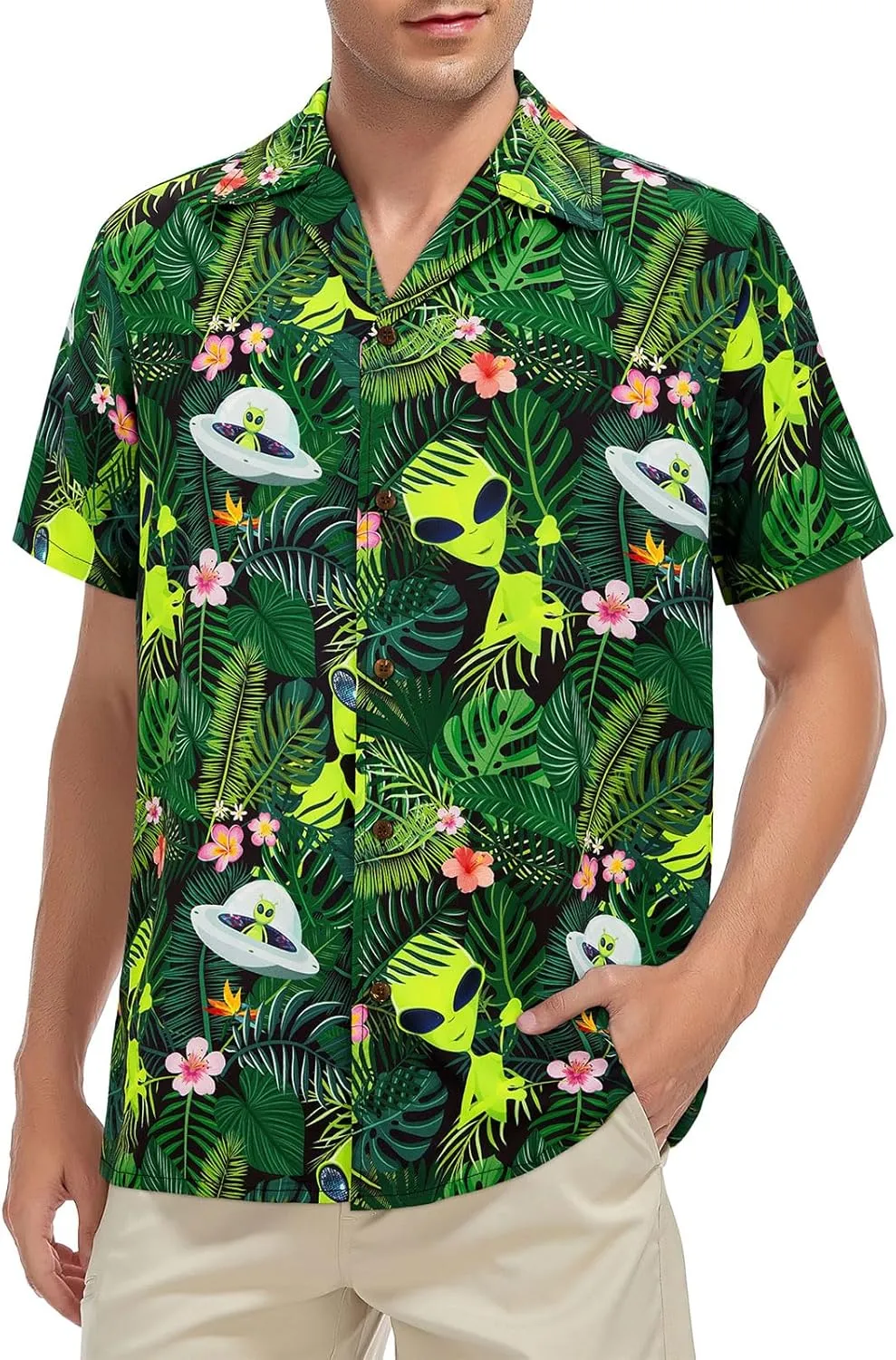 Mens Hawaiian Shirt Floral Print Aloha Shirt Comfortable Novelty Button Down Shirts Casual Short Sleeve Beachwear for Men
