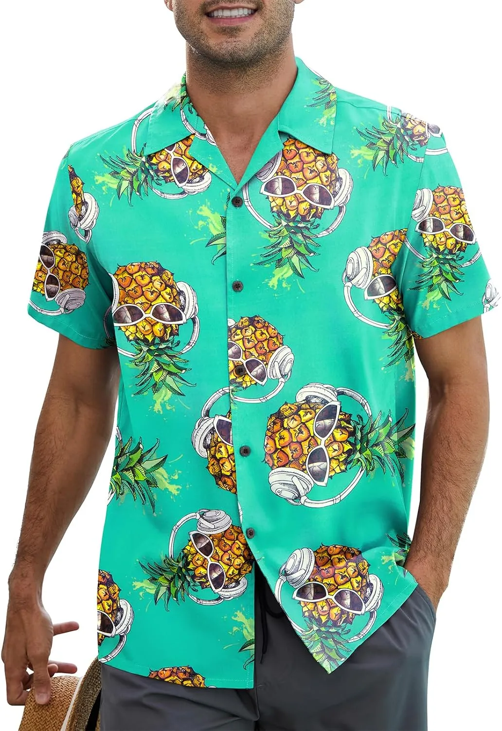 Mens Hawaiian Shirt Floral Print Aloha Shirt Comfortable Novelty Button Down Shirts Casual Short Sleeve Beachwear for Men