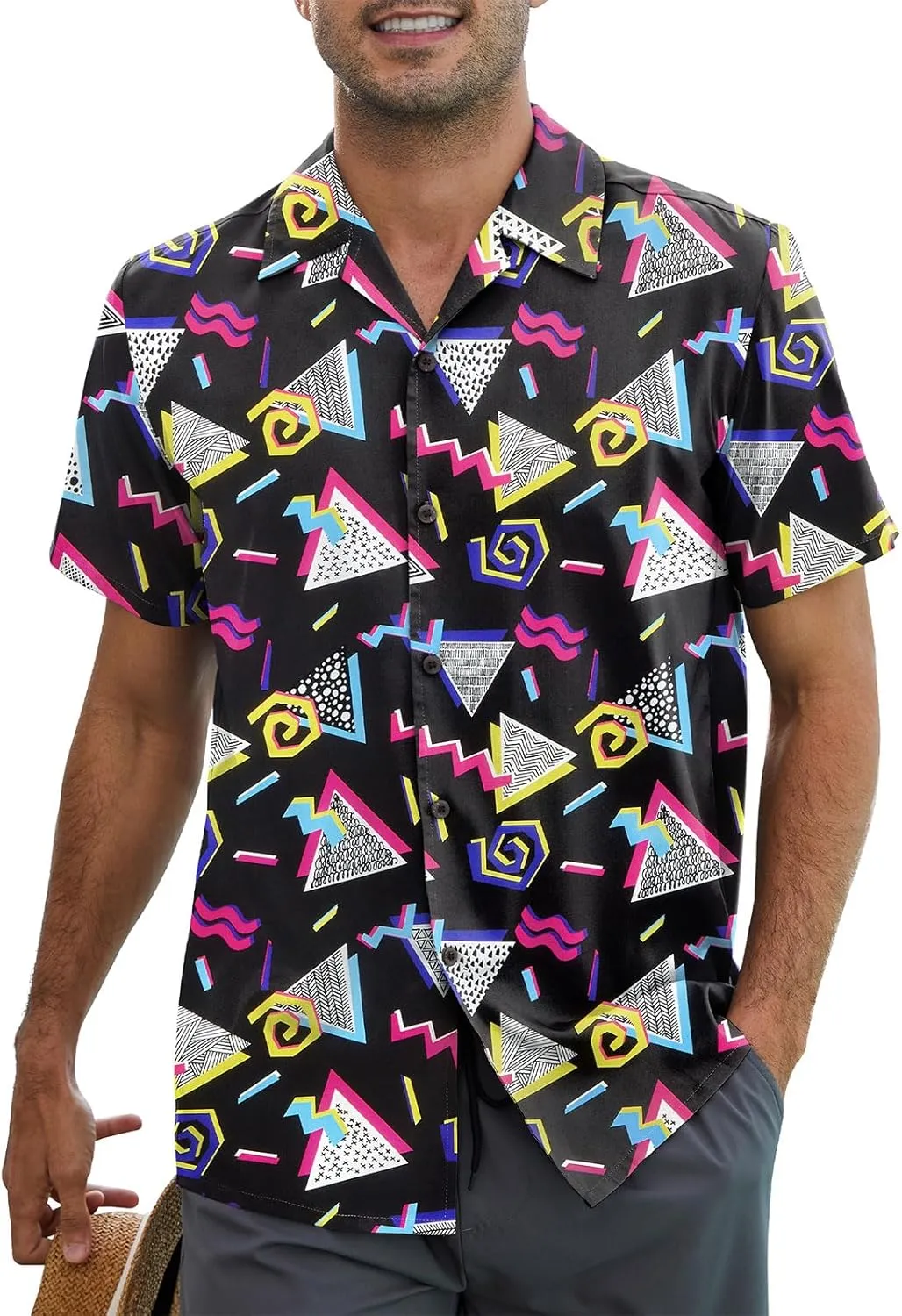 Mens Hawaiian Shirt Floral Print Aloha Shirt Comfortable Novelty Button Down Shirts Casual Short Sleeve Beachwear for Men