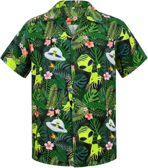Mens Hawaiian Shirt Floral Print Aloha Shirt Comfortable Novelty Button Down Shirts Casual Short Sleeve Beachwear for Men