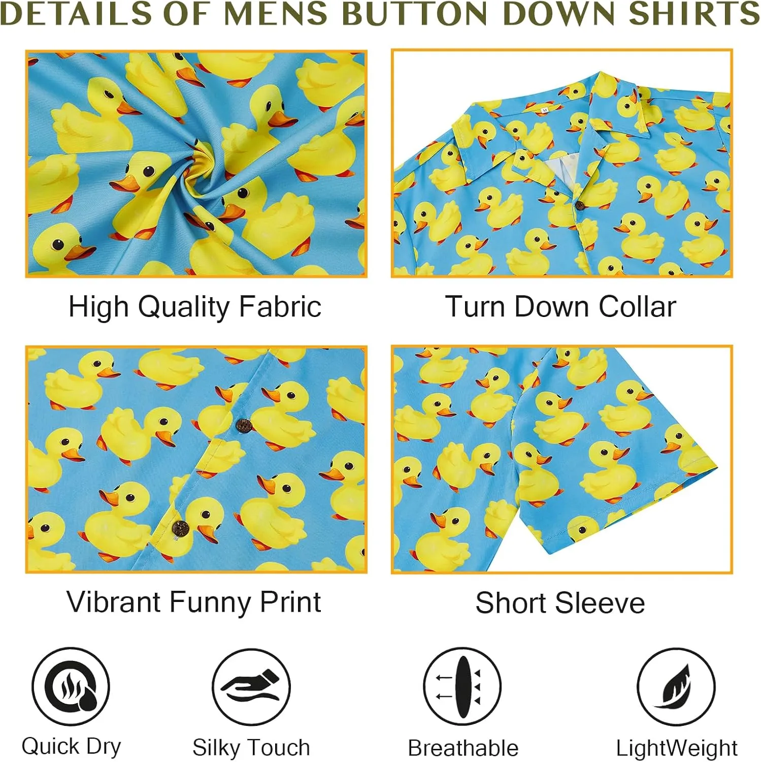 Mens Hawaiian Shirt Floral Print Aloha Shirt Comfortable Novelty Button Down Shirts Casual Short Sleeve Beachwear for Men