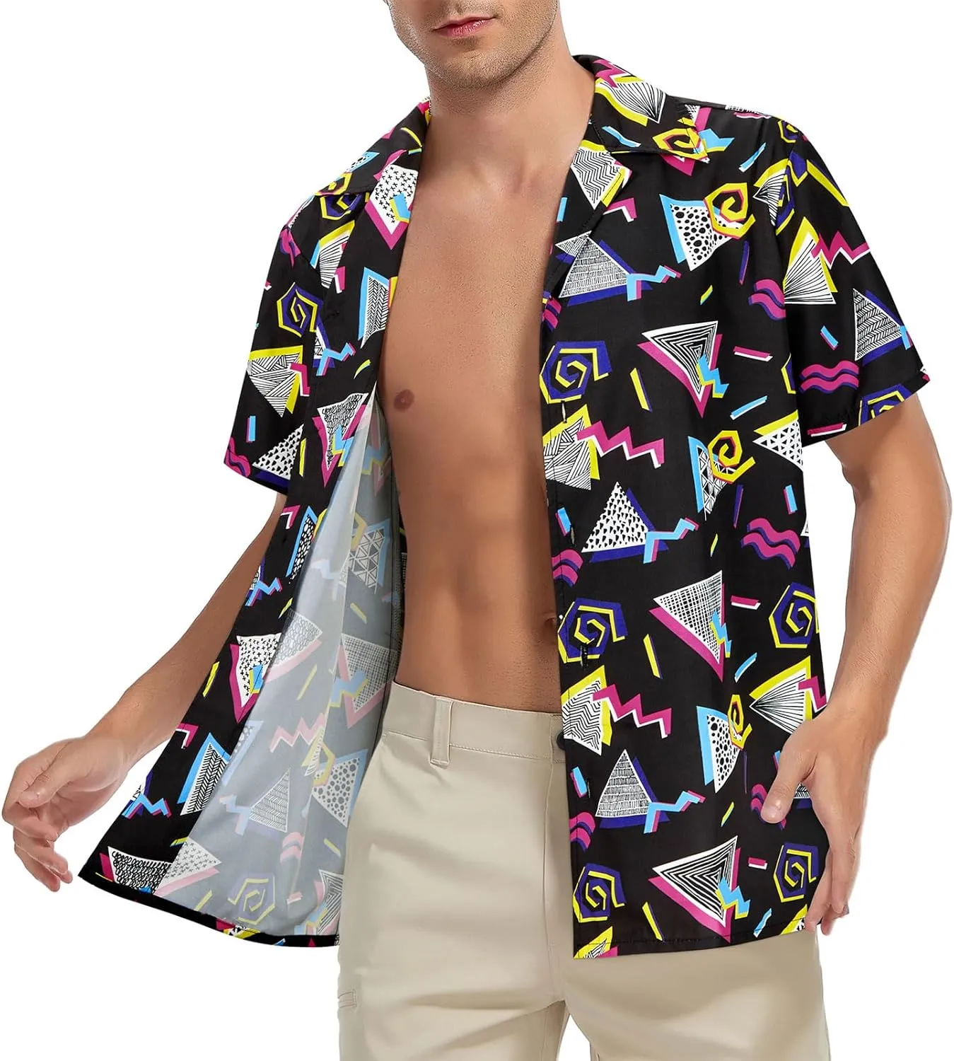 Mens Hawaiian Shirt Floral Print Aloha Shirt Comfortable Novelty Button Down Shirts Casual Short Sleeve Beachwear for Men