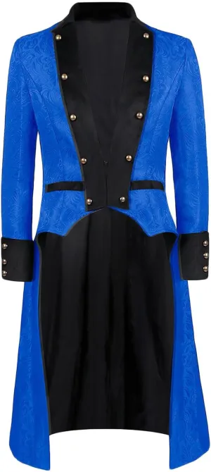 Mens Long Trench Coat, Men's Steampunk Vintage Jacket Retro Gothic Victorian Frock Coat Uniform Tailcoat Costume