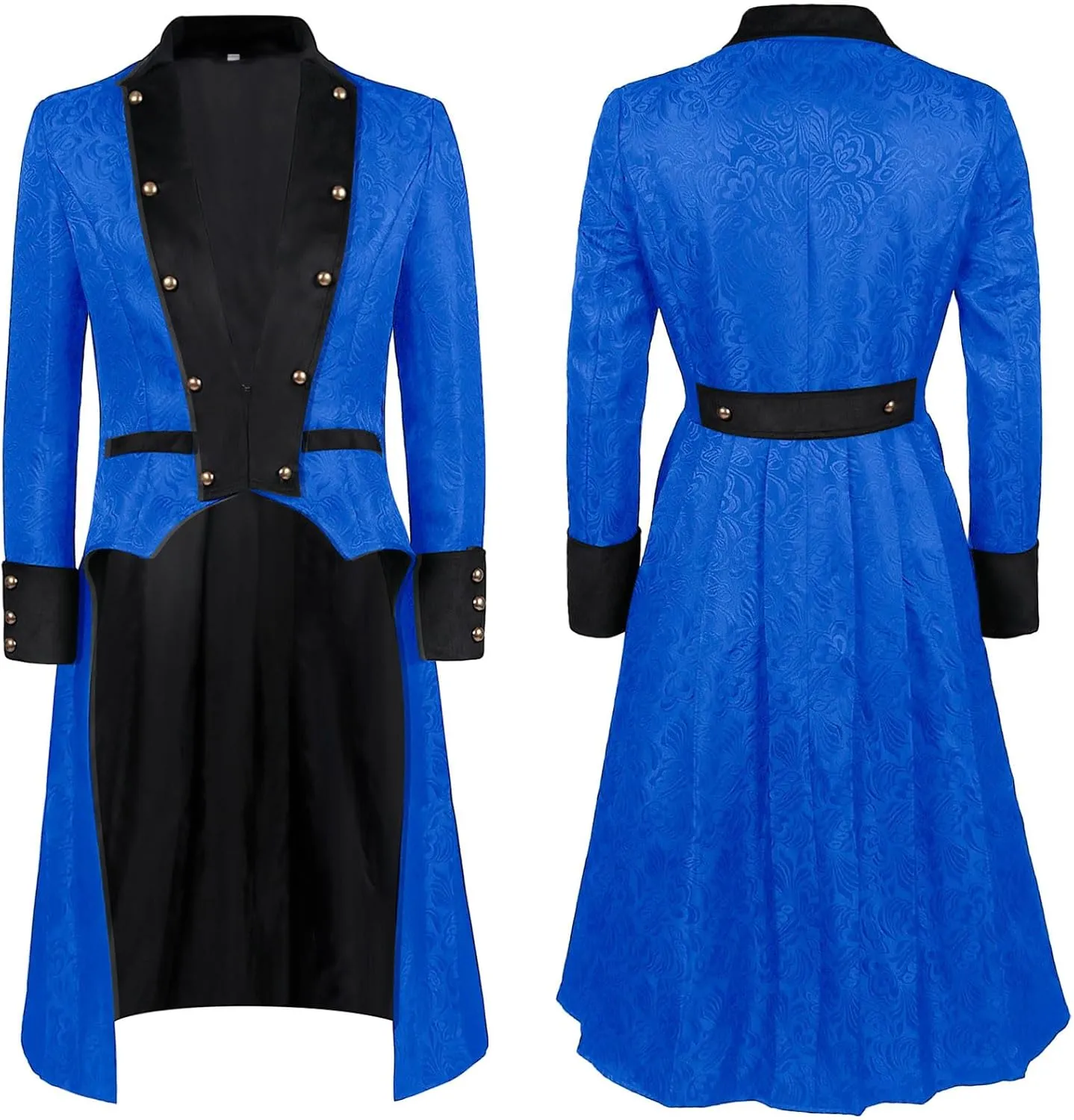 Mens Long Trench Coat, Men's Steampunk Vintage Jacket Retro Gothic Victorian Frock Coat Uniform Tailcoat Costume