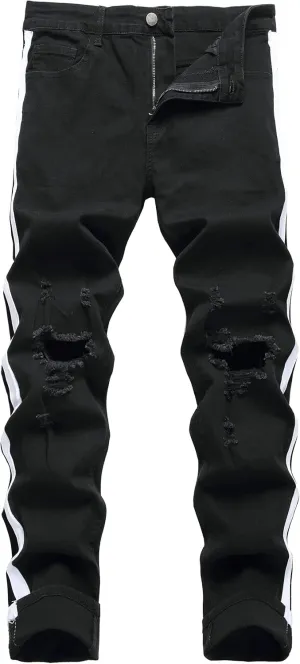 Men's Ripped Jeans Slim Fit Stretch Jeans Distressed Fashion Comfort Pants