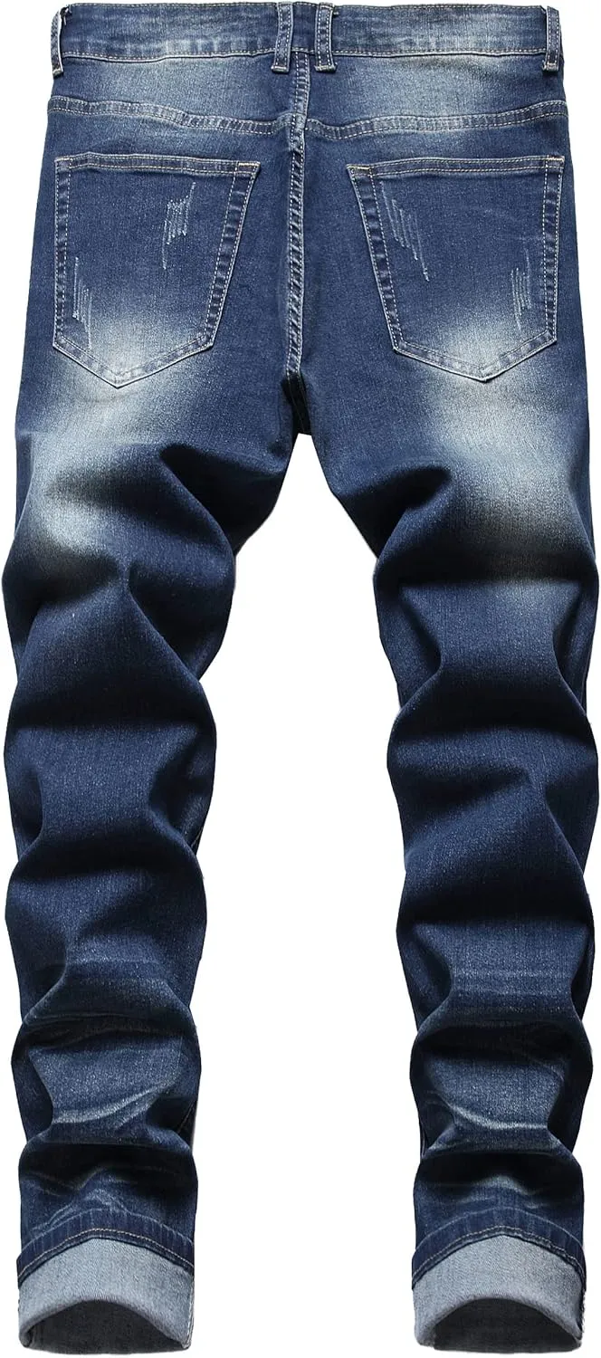 Men's Ripped Jeans Slim Fit Stretch Jeans Distressed Fashion Comfort Pants