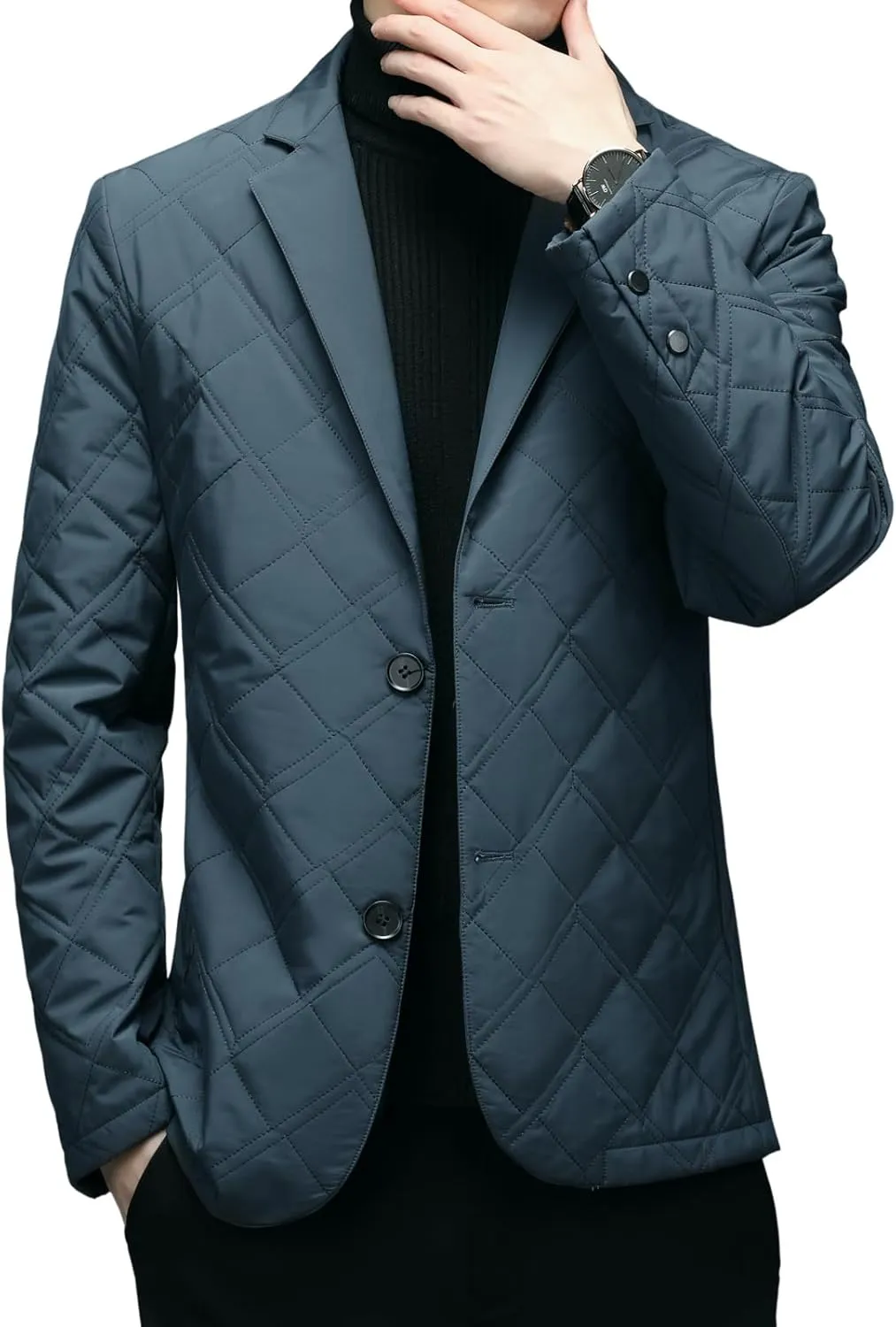 Mens Sport Coats and Blazers Warm Silk Filled Mens Blazer Two Buttons Lightweight Suit Jacket Blazer