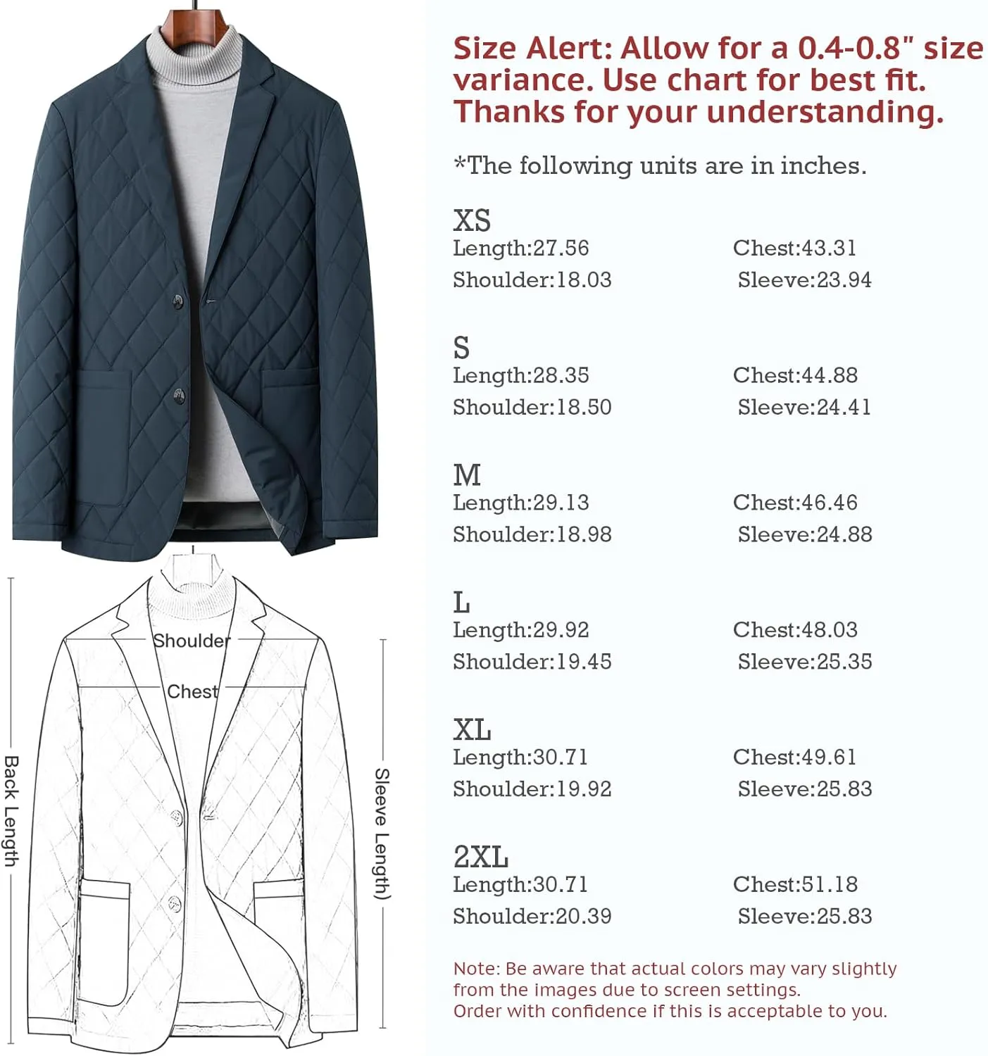 Mens Sport Coats and Blazers Warm Silk Filled Mens Blazer Two Buttons Lightweight Suit Jacket Blazer