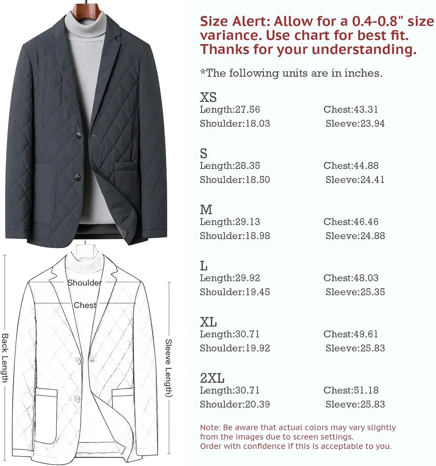 Mens Sport Coats and Blazers Warm Silk Filled Mens Blazer Two Buttons Lightweight Suit Jacket Blazer