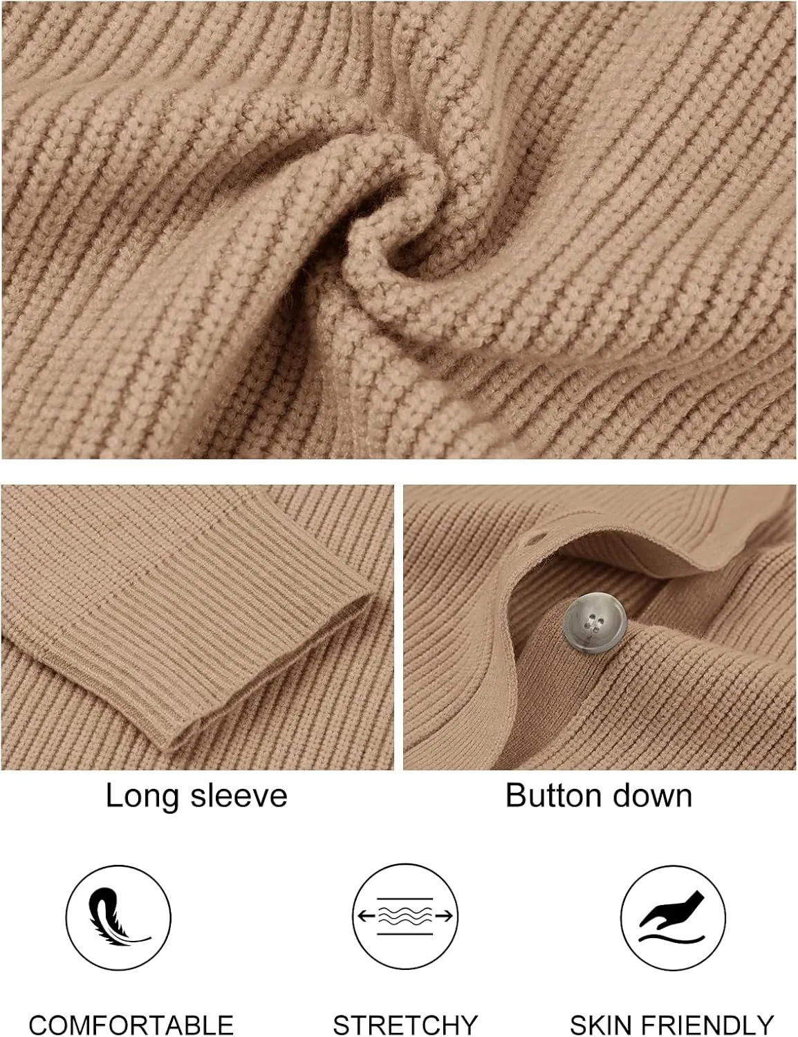 MEROKEETY Women's Cardigan Sweaters 2024 Fall Open Front Oversized Button V Neck Loose Soft Knit Outwear