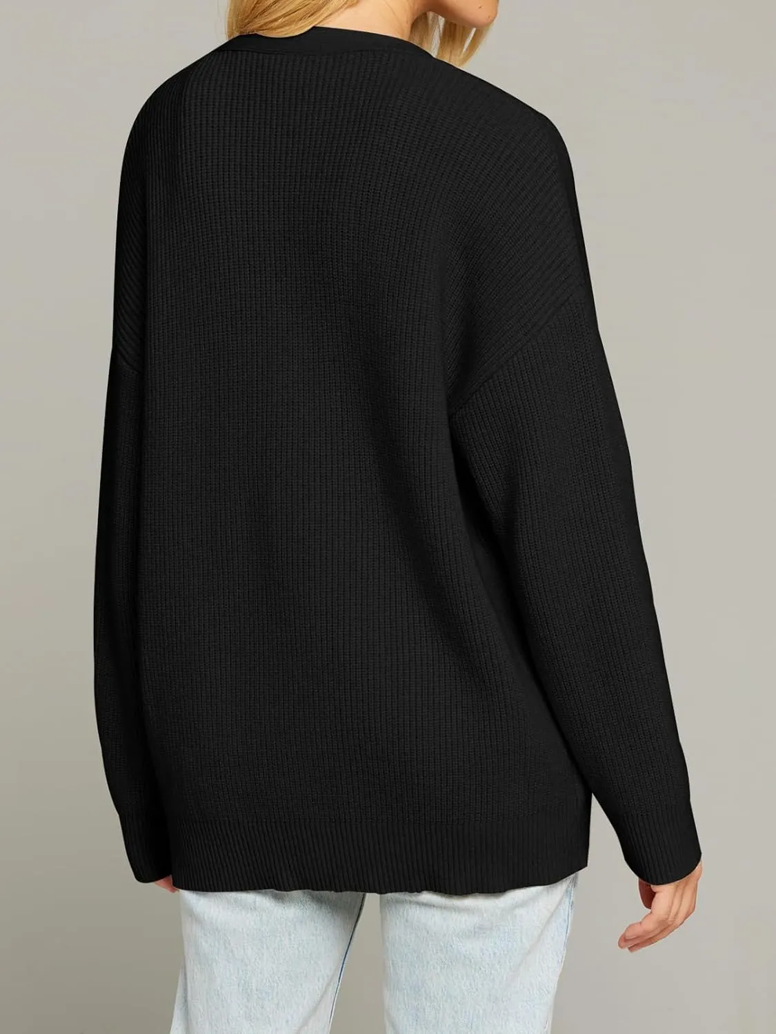MEROKEETY Women's Cardigan Sweaters 2024 Fall Open Front Oversized Button V Neck Loose Soft Knit Outwear