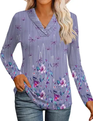 Micoson Womens Long Sleeve Tops V Neck Casual Shirts Lapel Blouses Dressy Business Fall Knit Thin Pullover Tunic Tops