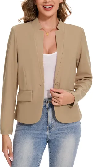 MINTLIMIT Blazer for Women Long Sleeve Button Front Blazer Notch Collar Casual Work Office Suit Jackets with Pockets
