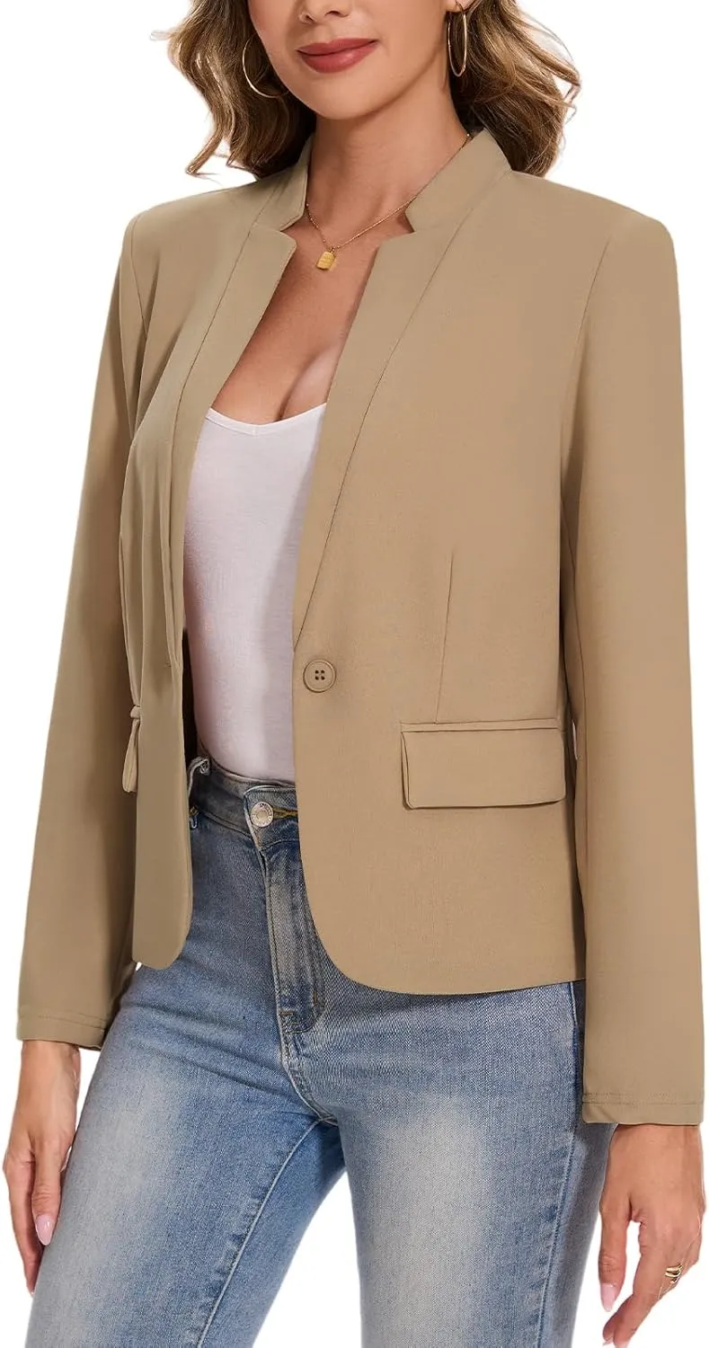 MINTLIMIT Blazer for Women Long Sleeve Button Front Blazer Notch Collar Casual Work Office Suit Jackets with Pockets