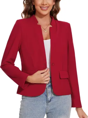 MINTLIMIT Blazer for Women Long Sleeve Button Front Blazer Notch Collar Casual Work Office Suit Jackets with Pockets