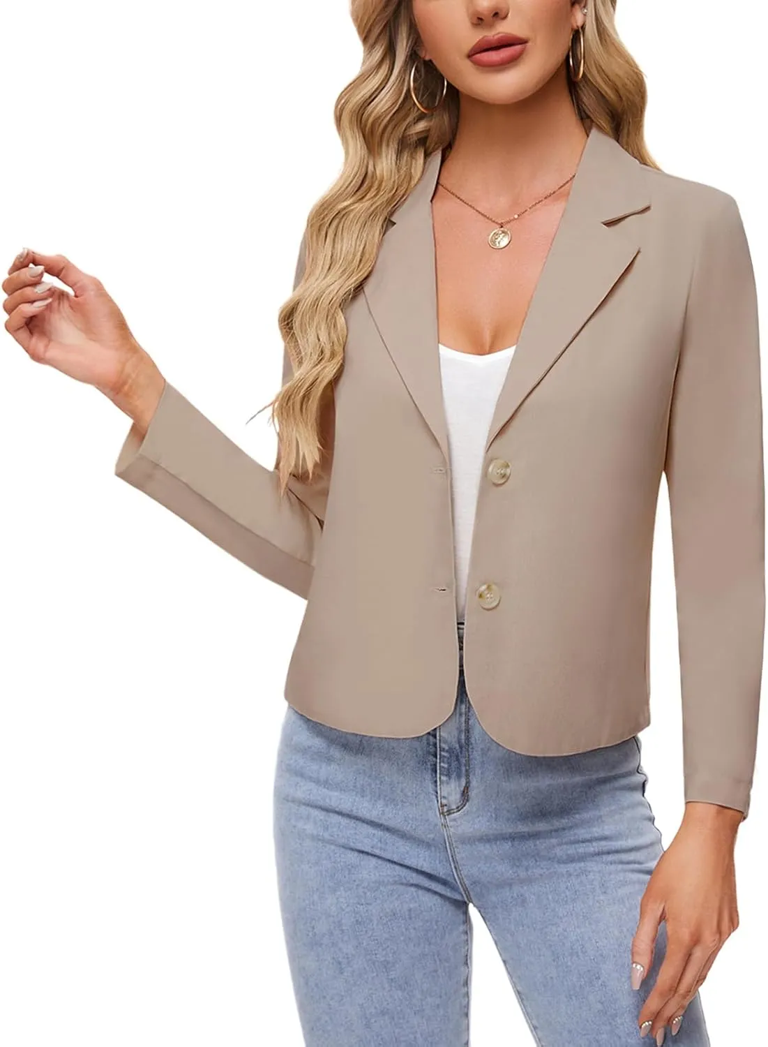 MINTLIMIT Linen Blazer for Women Long Sleeve Lapel Button Blazers Lightweight Casual Work Office Tailored Jacket Suits