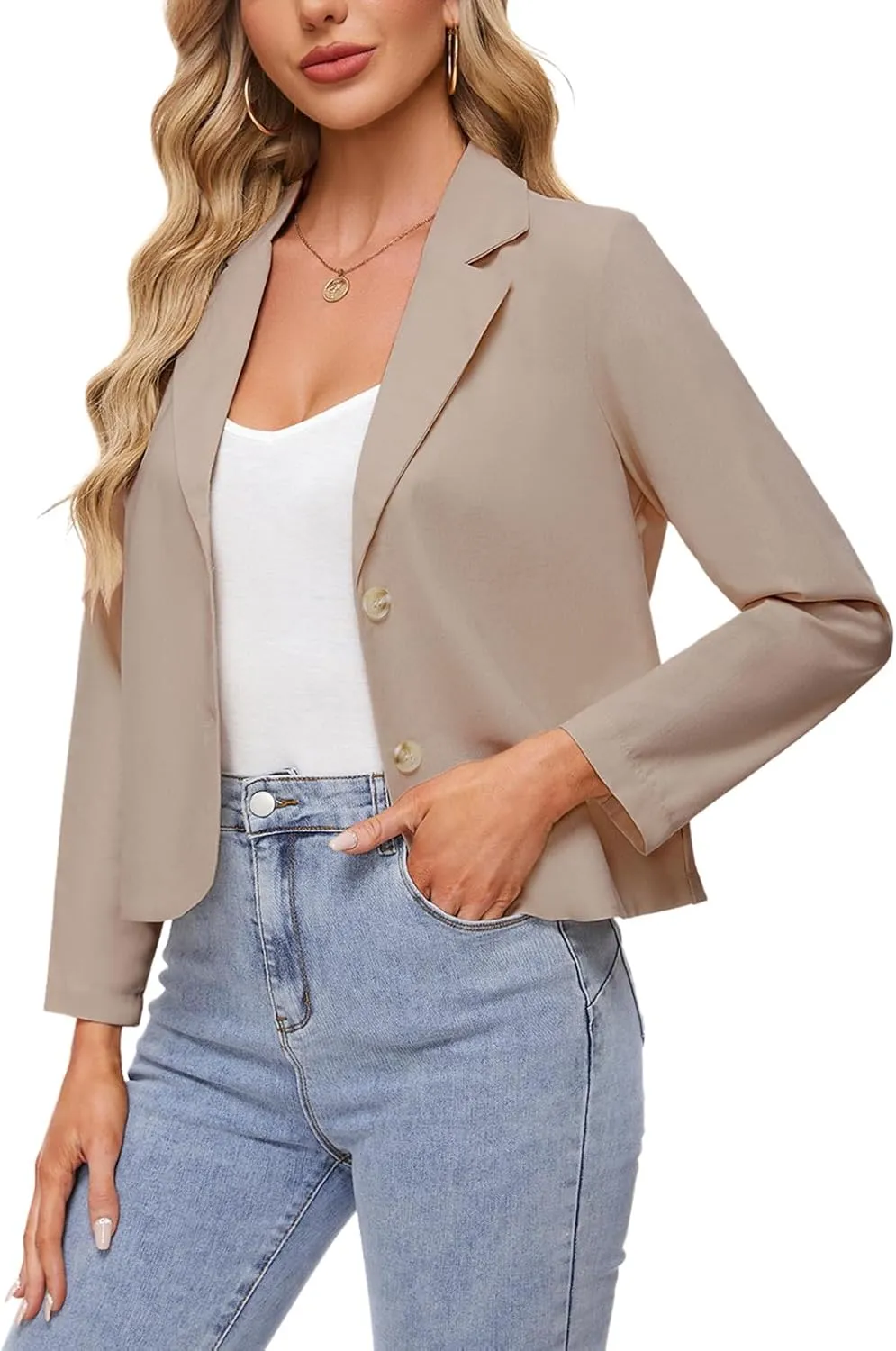 MINTLIMIT Linen Blazer for Women Long Sleeve Lapel Button Blazers Lightweight Casual Work Office Tailored Jacket Suits