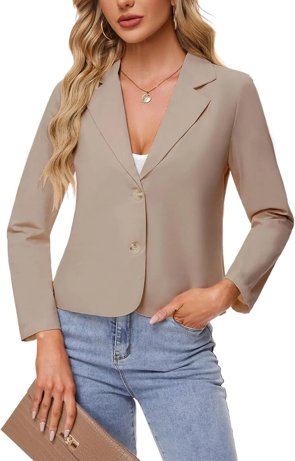 MINTLIMIT Linen Blazer for Women Long Sleeve Lapel Button Blazers Lightweight Casual Work Office Tailored Jacket Suits