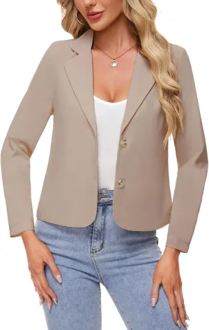 MINTLIMIT Linen Blazer for Women Long Sleeve Lapel Button Blazers Lightweight Casual Work Office Tailored Jacket Suits