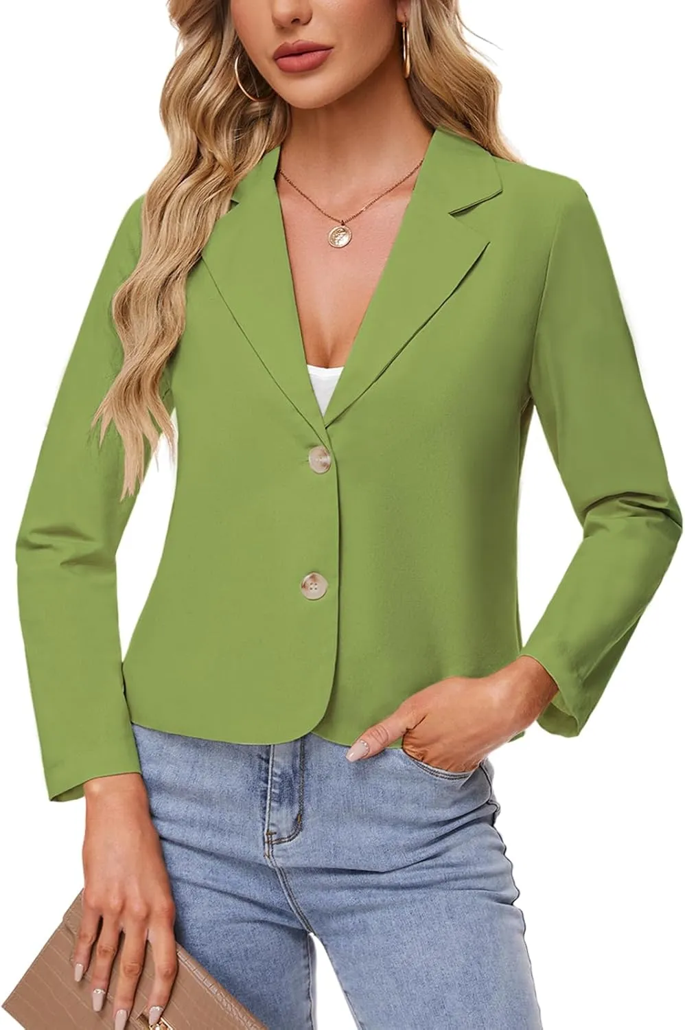 MINTLIMIT Linen Blazer for Women Long Sleeve Lapel Button Blazers Lightweight Casual Work Office Tailored Jacket Suits