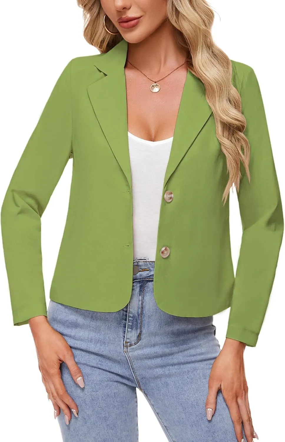 MINTLIMIT Linen Blazer for Women Long Sleeve Lapel Button Blazers Lightweight Casual Work Office Tailored Jacket Suits