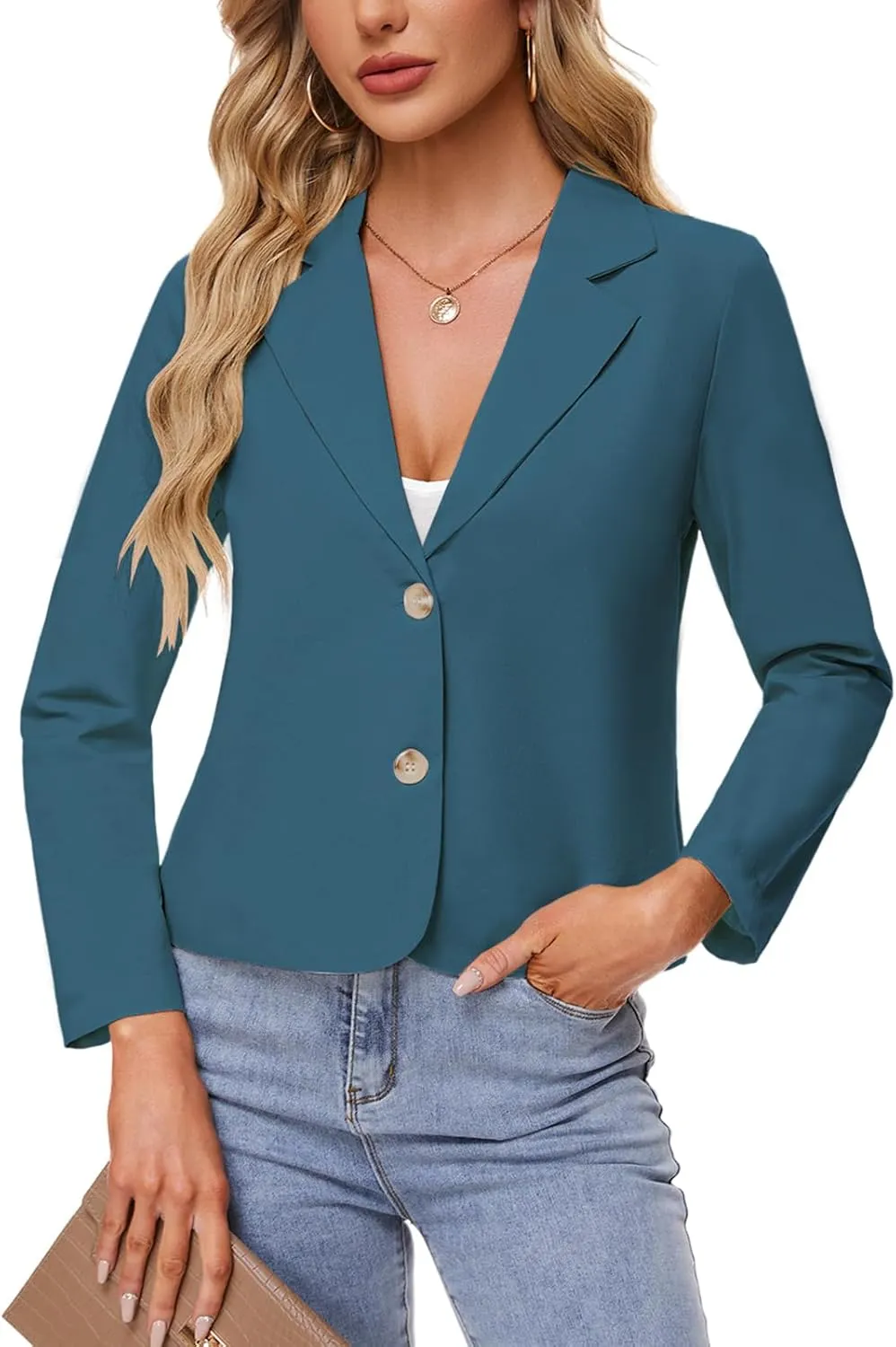 MINTLIMIT Linen Blazer for Women Long Sleeve Lapel Button Blazers Lightweight Casual Work Office Tailored Jacket Suits