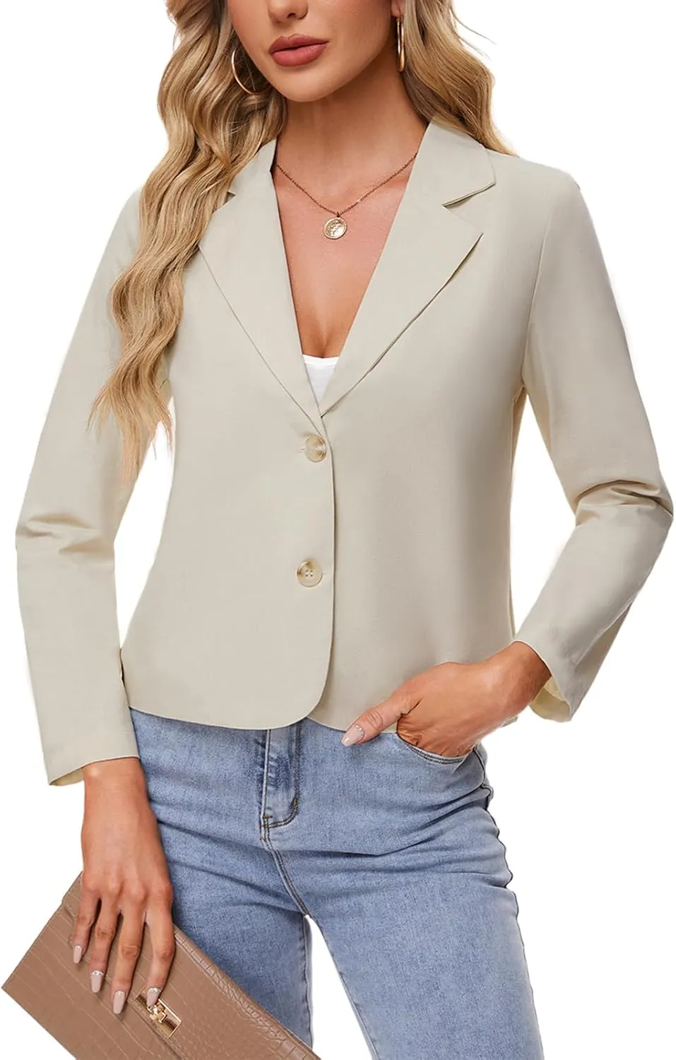 MINTLIMIT Linen Blazer for Women Long Sleeve Lapel Button Blazers Lightweight Casual Work Office Tailored Jacket Suits