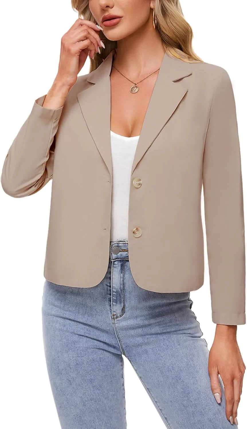 MINTLIMIT Linen Blazer for Women Long Sleeve Lapel Button Blazers Lightweight Casual Work Office Tailored Jacket Suits