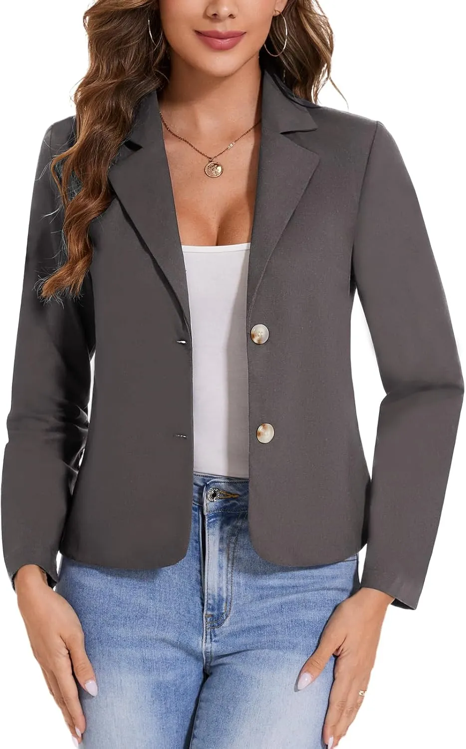 MINTLIMIT Linen Blazer for Women Long Sleeve Lapel Button Blazers Lightweight Casual Work Office Tailored Jacket Suits