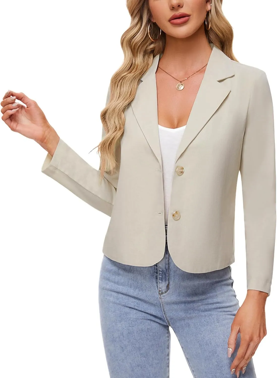 MINTLIMIT Linen Blazer for Women Long Sleeve Lapel Button Blazers Lightweight Casual Work Office Tailored Jacket Suits