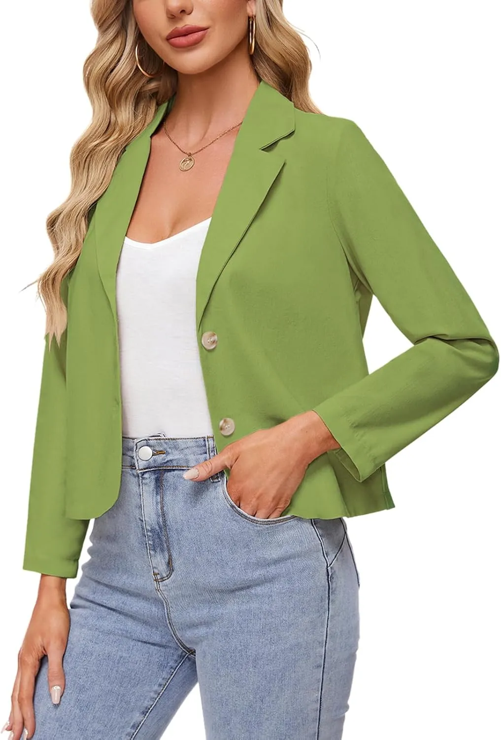 MINTLIMIT Linen Blazer for Women Long Sleeve Lapel Button Blazers Lightweight Casual Work Office Tailored Jacket Suits