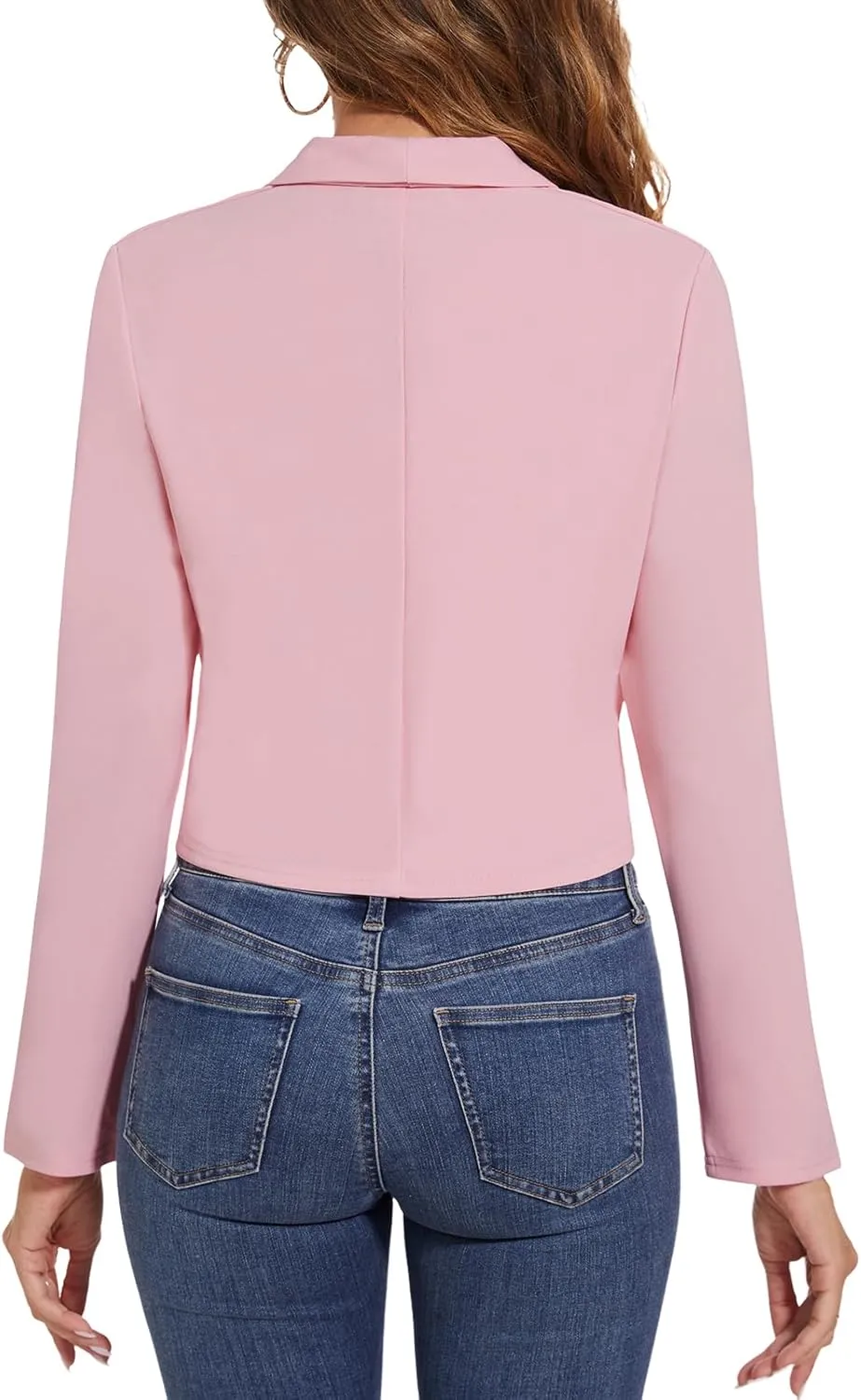MINTLIMIT Womens Cropped Blazer Open Front Long Sleeve Shawl Lapel Casual Work Office Suit Blazer Jacket Tailored Outfit
