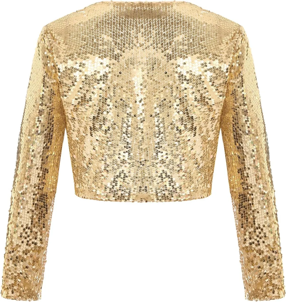 MINTLIMIT Women's Sequin Shrug Bolero Long Sleeve Open Front Party Sparkly Cropped Cardigan Glitter Shiny Jackets